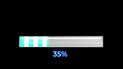 Cyan "Loading" progress bar fills from 0 to 100 percent. 動画素材 319926106