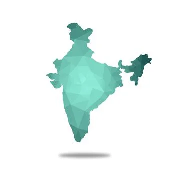 CYAN low poly India map in geometric polygonal,mosaic style.Abstract tessella Stock Illustration