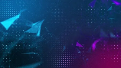 Cyan magenta message tech visual flying paper shapes, connected nodes, and glowi Stock Footage 340548873