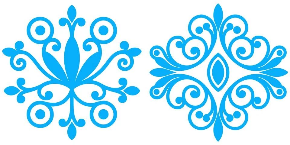Cyan mandala floral pattern with concentric circles for decor style. Stock Illustration