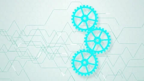 Cyan mechanical cogs turning seamless loop technology background Stock Footage 345657766