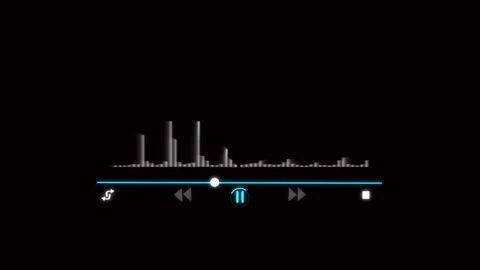 Cyan music player interface with playback controls and waveform. Music play.. Stock Footage 337129953