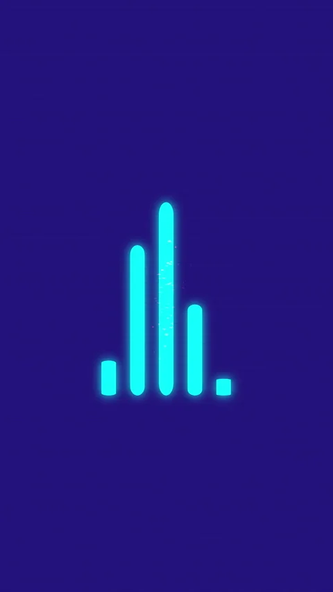 Cyan neon audio equalizer bars moving on dark purple background 库存影片 336933690