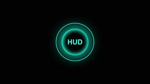 Cyan neon circular interface element on black background. Cyan neon circula.. Stock Footage 337814720