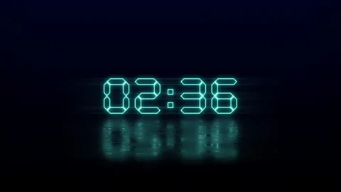 Cyan neon digital timer for 5 second countdown with reflection Stock-Footage 316061052