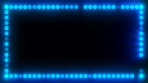 Cyan neon dotted light frame with dark empty center, soft glow, and futuris.. Stock Illustration