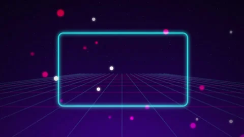 Cyan neon frame retro grid seamless loop motion background Stock Footage 345182921