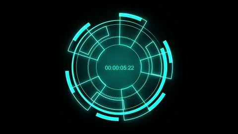 Cyan neon futuristic countdown timer with digital display. Countdown timer .. Stock Footage 337369196