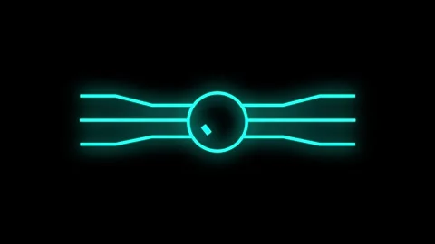 Cyan Neon Futuristic Interface Element with Circular Gauge and Lines on ani.. Stock Footage 337363107