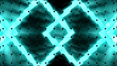 Cyan Neon Geometric Motion Background with Pulsing Diamond Shapes Stock Footage 336120813