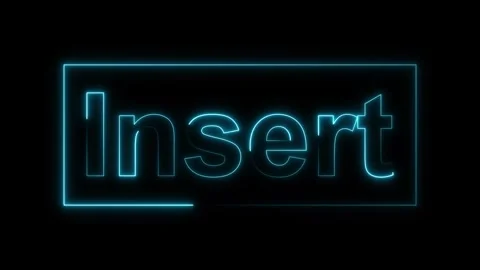 Cyan Neon Glowing Text Insert Inside a Rectangle on animated Black Backgrou.. Video stock 337365070