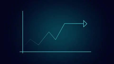 Cyan neon line graph showing upward trend against dark blue gradient. Finan.. Stock Footage 345965073