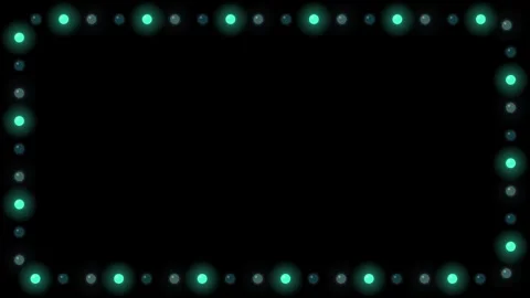 Cyan Neon Marquee Border with Glowing LED Light Loop Stock Footage 344835223