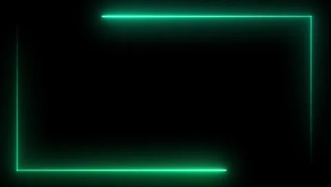 Cyan Neon Rectangle Border on Black Background frame Stock Footage 318633888