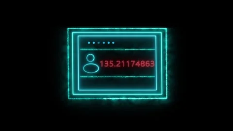 Cyan neon rectangle user icon animation. Cyan neon rectangle profile interf.. Stock Footage 334122997