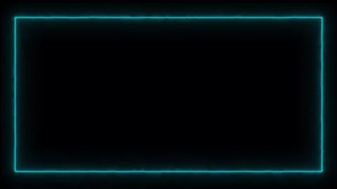 Cyan neon rectangular border glowing frame loop video Vídeo Stock 343956542
