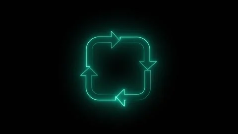 Cyan neon square arrows repeat symbol animation. Cyan neon square arrows fo.. Stock Footage 337815585