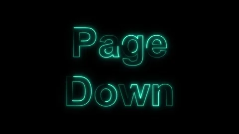 Cyan Neon Text Page Down on animated Black Background keyboard computer Stock Footage 337365023