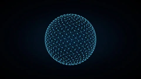 Cyan network dots and lines form a rotating sphere before disassembling Stock Footage 345185519