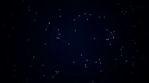 Cyan Network Nodes Drifting Across Black Background Stock Footage 348252419