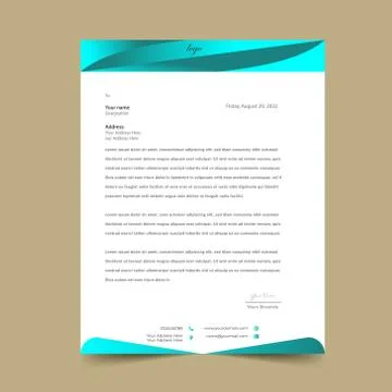 Cyan Nice Letterhead template Design Ilustración de archivo