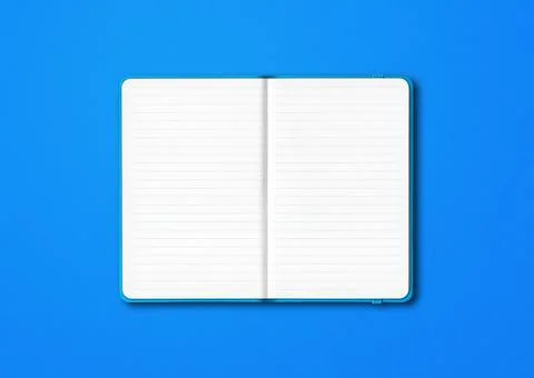Cyan open lined notebook isolated on blue background Stock Illustration