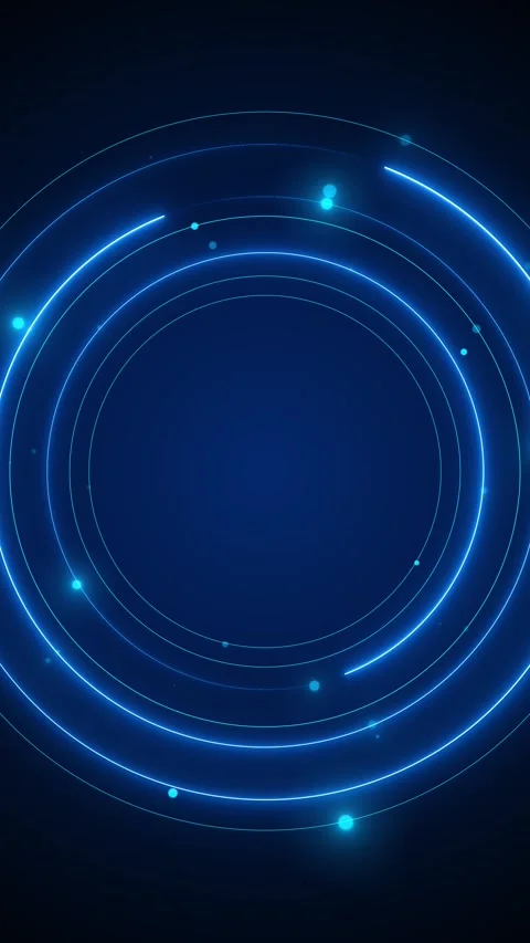 Cyan orbit HUD interface background blue glowing rings, floating particles, and Stock Footage 340413125