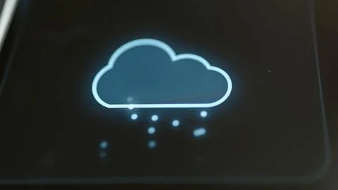 Cyan outlined cloud releases several glowing droplets 库存照片