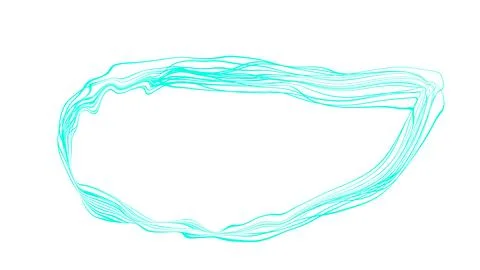 Cyan oval scribbled lines, Abstract blue circular frame, illustation Stock Illustration