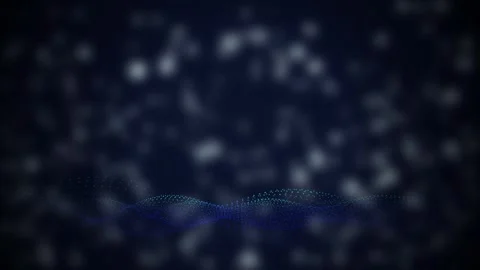 Cyan particle wave grid undulates in a seamless loop Stock Footage 342949130