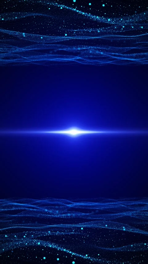 Cyan particle wave technology soft digital ripples, bright central glow, deep bl Stock Footage 340416412