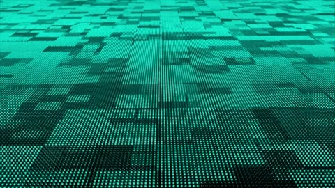 Cyan particles square box pattern moving3d technologycyberspace background Stock Footage 271330598
