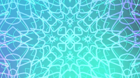 Cyan pattern resembling intricate geometric kaleidoscope overlay design Stock Footage 327248393