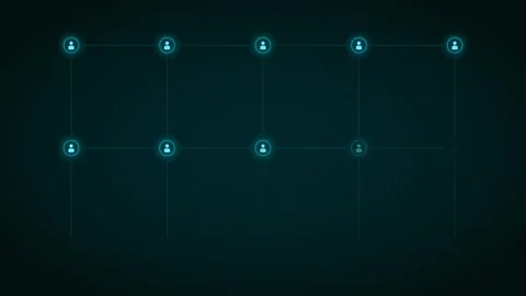 Cyan People Grid Network Organization Glow 4K Loop 動画素材 342604023