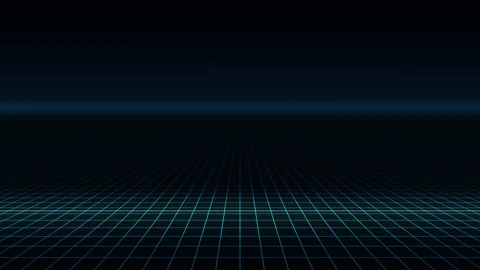 Cyan perspective grid floor with scanning light band, 4K seamless loop Видео 347853972