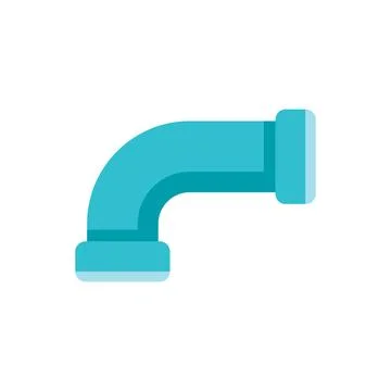 Cyan plastic plumbing pipe elbow connecting two pipes Stock Illustration