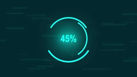 Cyan progress bar displays 23 percent with code streams. Progress bar visua.. Vidéo 337368607