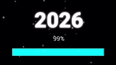 Cyan Progress Bar Fully Completed Showing 2026 Business Growth Stock Footage 328033342