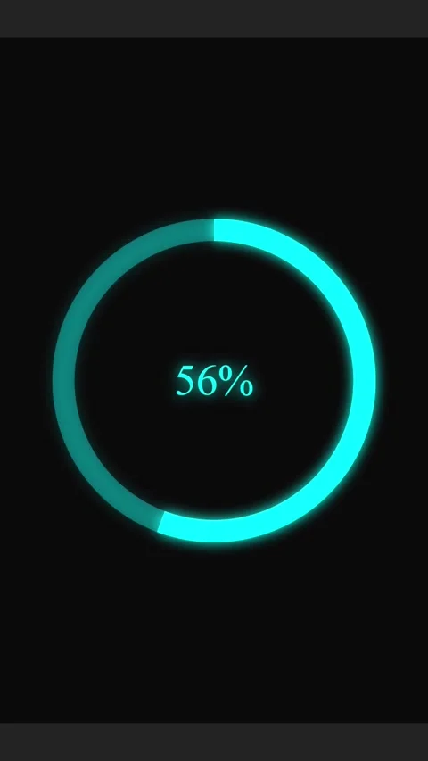 Cyan progress bar loading animation with percentage counter on black backgr.. Stock Footage 339215302