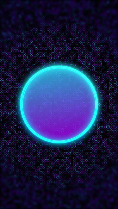 Cyan purple glowing circle background with neon ring, soft filled center, dotted Stock Footage 340555288