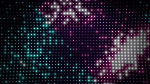 Cyan Purple LED Dot Matrix Wave Dynamic Light Motion Background 库存影片 343627897