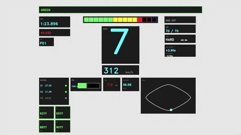 Cyan Racing Telemetry HUD Data Panel Element Stock Footage 334755300