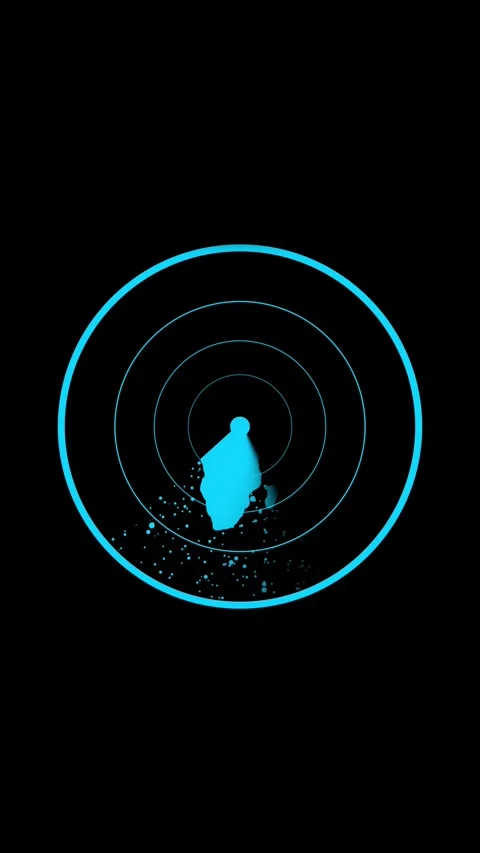 Cyan Radar Screen with a Fragmented Map of South America and Speckled Data .. Stock Footage 337459396