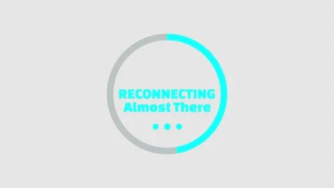 Cyan reconnecting almost there message appears inside a circular progress ring Stock Footage 339254025