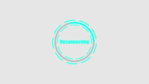 Cyan reconnecting message appears inside rotating segmented circular rings Stock Footage 339254024