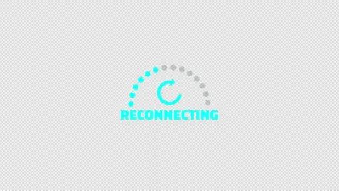 Cyan reconnecting message with a refresh arrow and dotted arc 库存影片 339253998