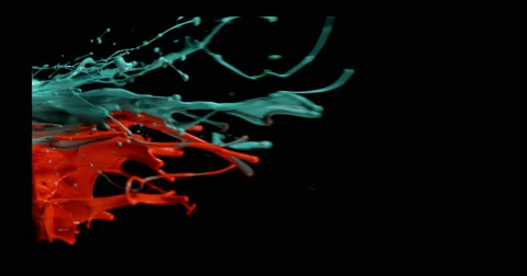 Cyan &amp; red paint in motion in 4K Stock Footage 59919021