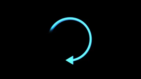 Cyan refresh loop icon visual with bright circular arrow, black empty background Stock Footage 340554055