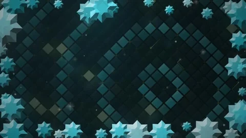 Cyan Rosettes Geometric Border Dark Motion Background Loop Stock Footage 346569971