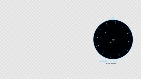 Cyan Rotating HSI Compass HUD Element Stock Footage 334689242